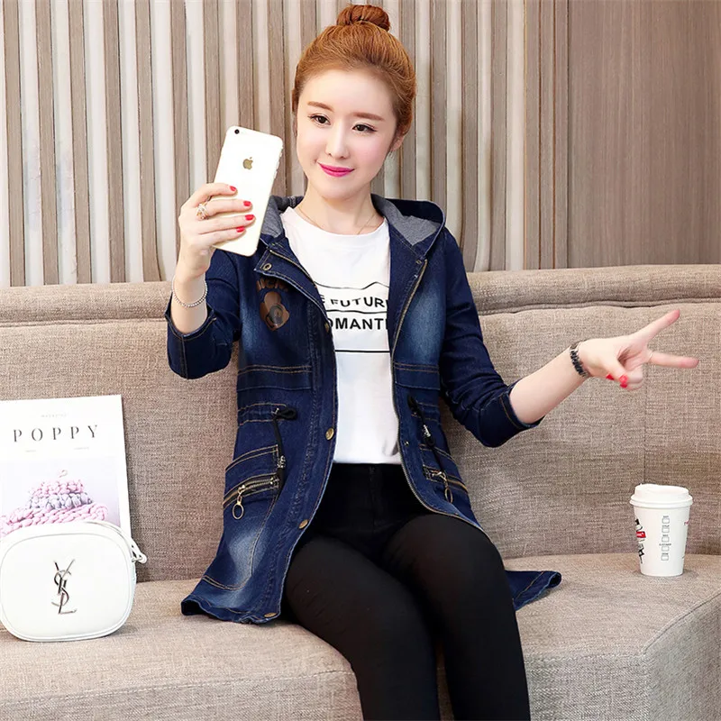 Демисезонная джинсовая куртка для женщин облегающее базовое пальто средней