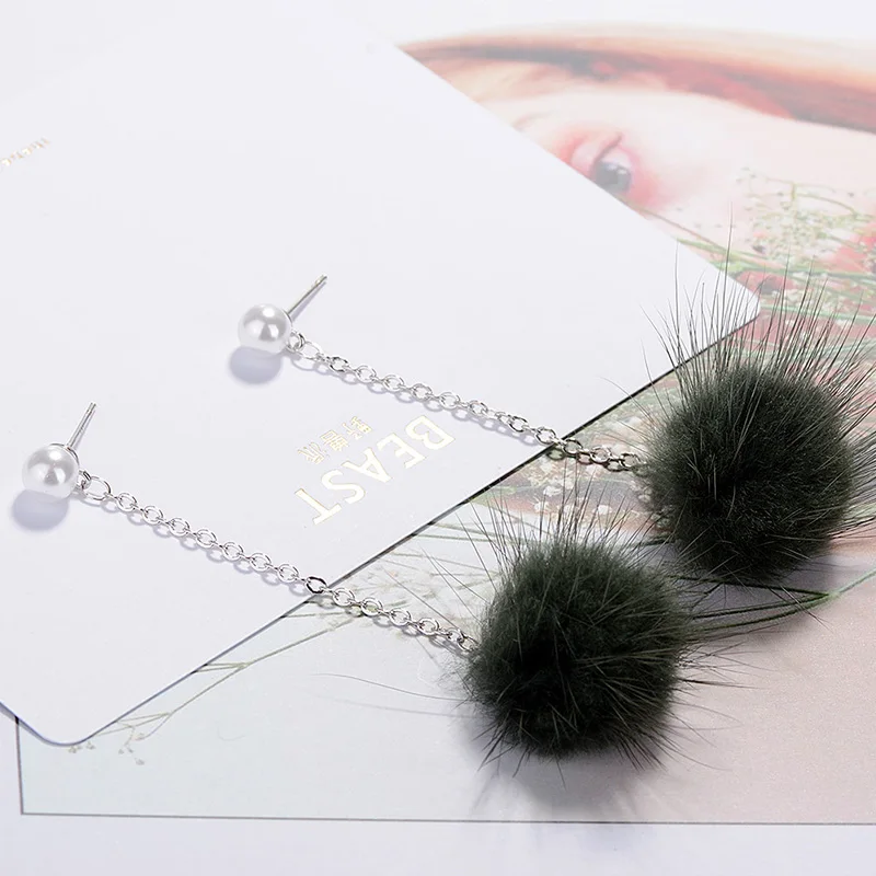 Женские серьги FINDYOU длинные подвески из меха норки с жемчугом прекрасный подарок