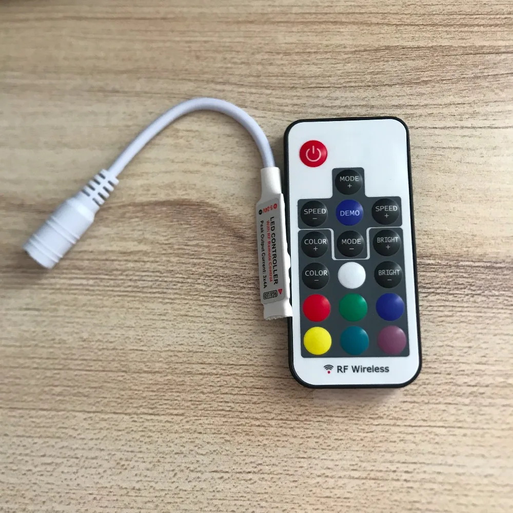 Светодиодный rgb контроллер DC12-24V 17key RF беспроводной пульт дистанционного управления для RGBSMD3528 5050 Светодиодная лента