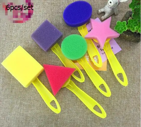 Новые игрушки для рисования забавные креативные игрушки для детей diy цветок граффити губка художественные принадлежности кисти печать инструмент для рисования - Цвет: 1set 6pcs