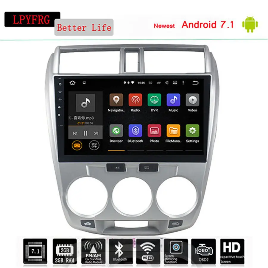 Автомобильный GPS-плеер 2 din 10 дюйма android 0 с восьмиядерным процессором 2008-13 4 Гб + 64 ГБ