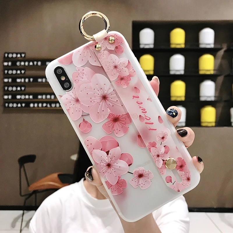 Мягкий чехол для телефона из ТПУ с ремешком на запястье для Xiaomi Mi 5X 6X A1 A2 8 9 Redmi 4X Note 5 5A 6 7 Pro, чехлы с цветами и птицами, кольцо-держатель