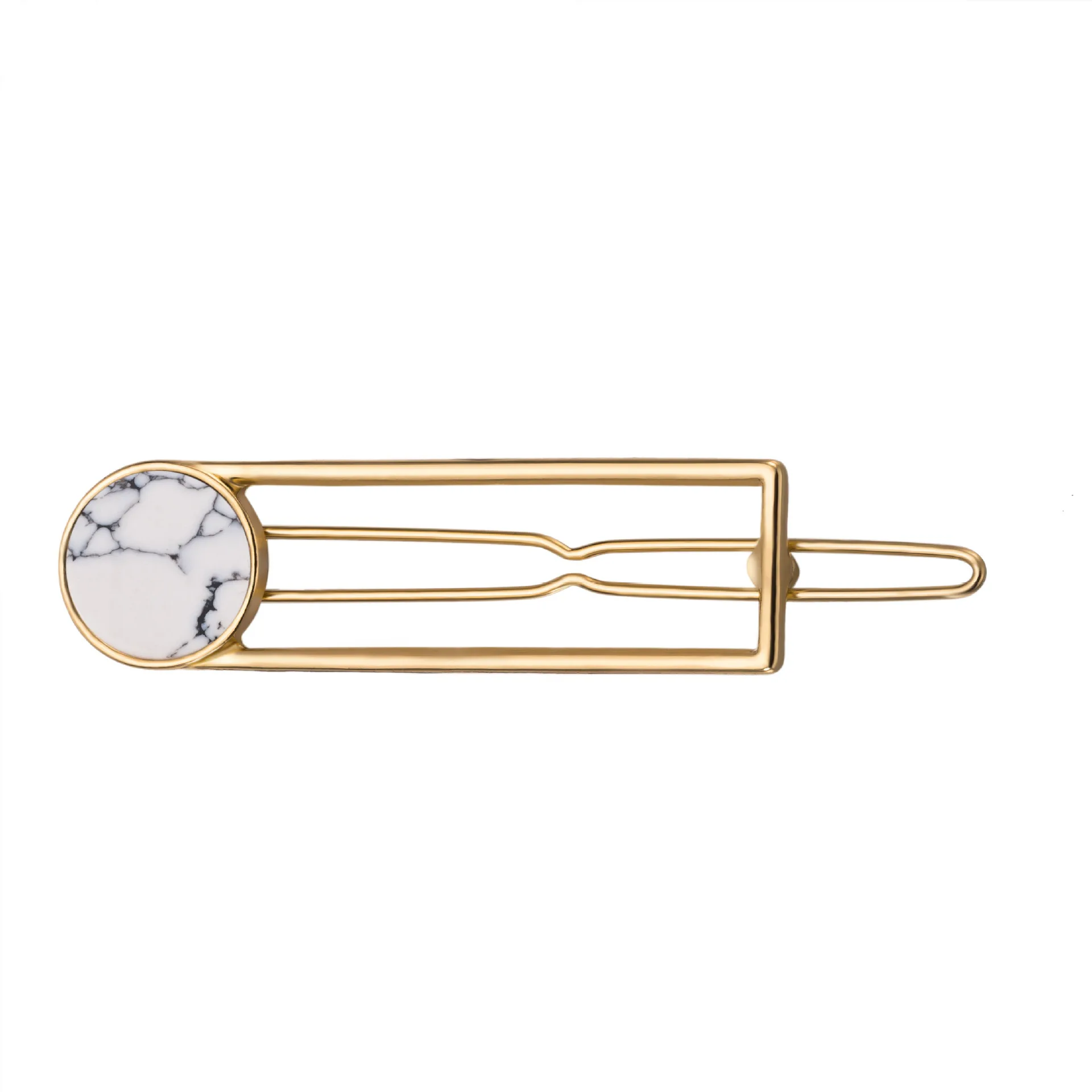 Fashion Women Girls Metal Circle Square Hair Clips Natural Stone Hairpins Barrettes Wedding Clip Accessories Dropshipping | Украшения и