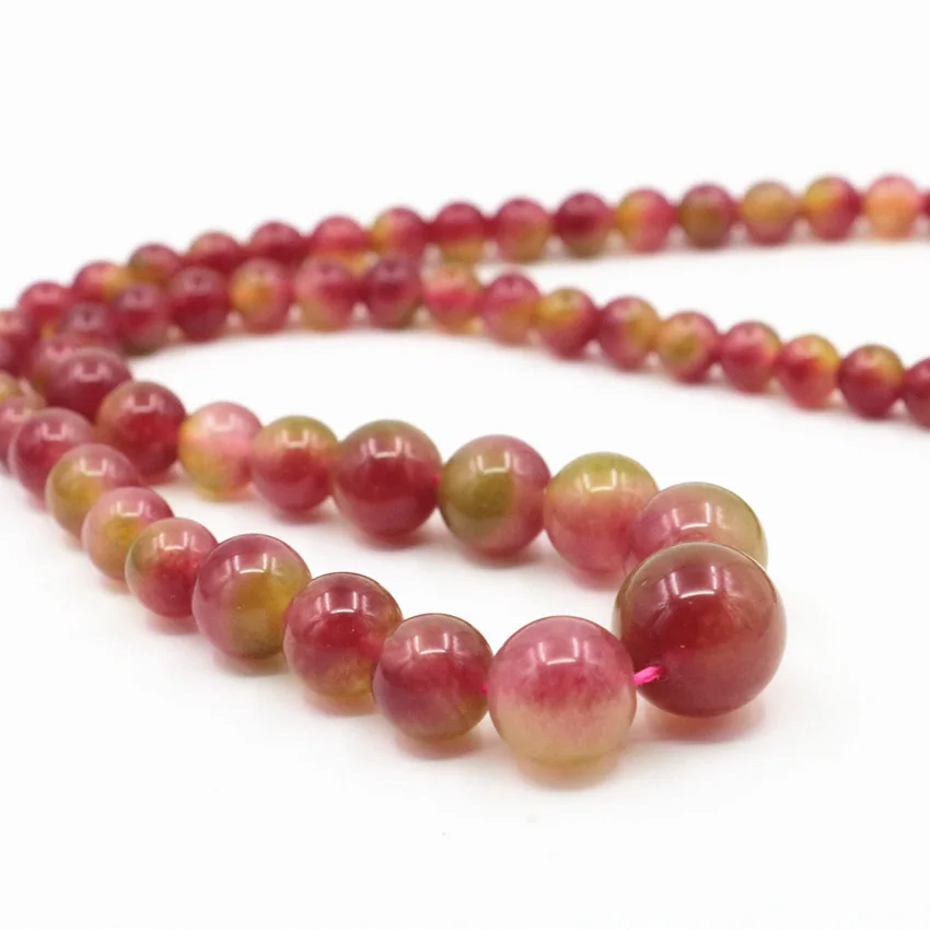 Трендовое ожерелье башня цепочка с натуральным камнем арбуз турмалин Jades 6 14 мм