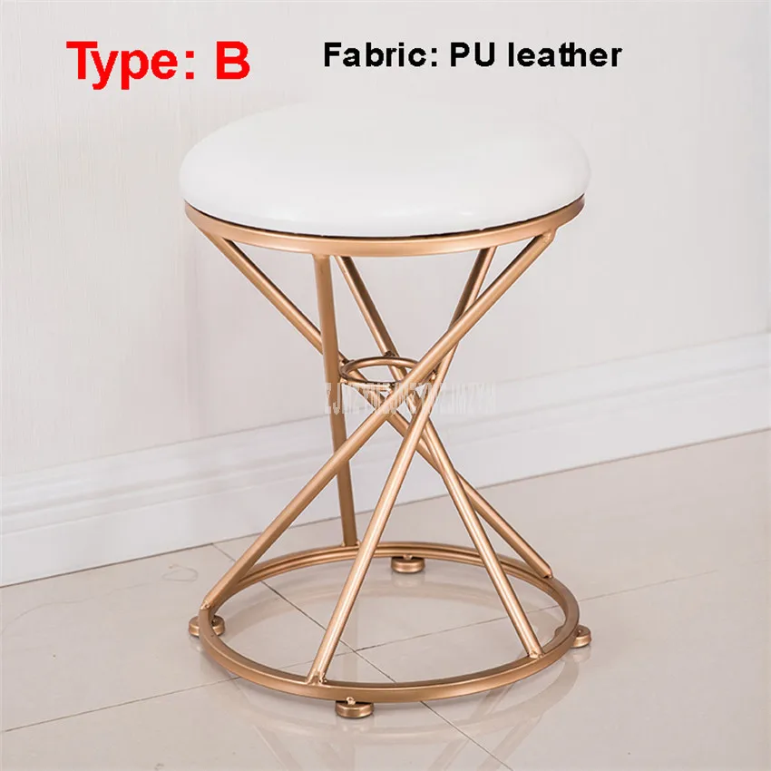 white B type Круглый стул для макияжа, пуфик, мягкая подушка, Луи Мода, минималистичный Европейский стиль, железный арт, мебель для спальни - Цвет: white B type