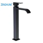 Смеситель для раковины, только высокий кран для холодной воды, одно отверстие, одна ручка, черный, для ванной комнаты