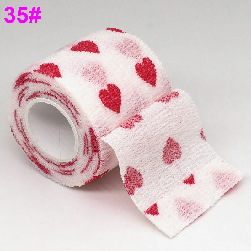 35 Heart White 4,5 м самоклеящаяся лента, медицинская терапия, эластичный бинт, защита колена, 1 шт., Спортивная, цветная, с принтом, для пальцев, суставов, ПЭТ лента - Цвет: 35 Heart White