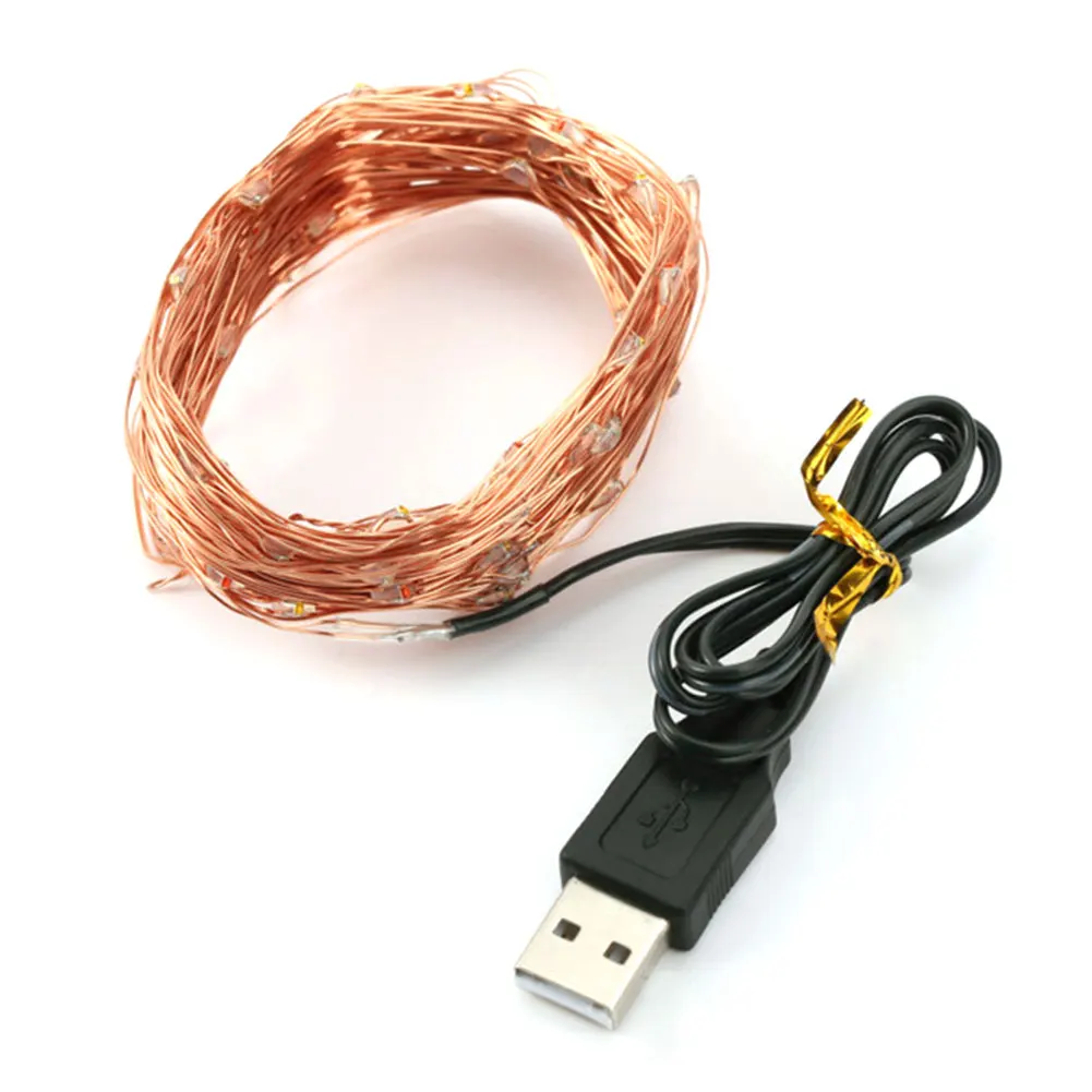 5/10m Водонепроницаемый USB светодиодный Медный провод гирлянда Декорация