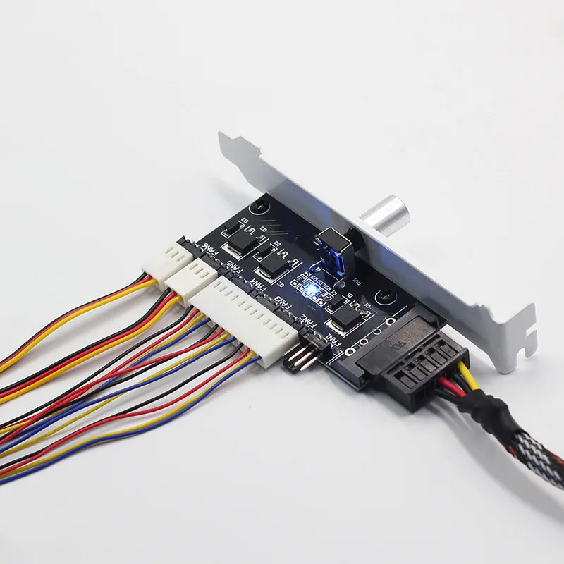 Aluminum Alloy sliver PCI 6 Way Desktop Computer Cooling Fan Speed Controller SATA/4Pin Power Socket fan hub Cables Connector | Компьютеры