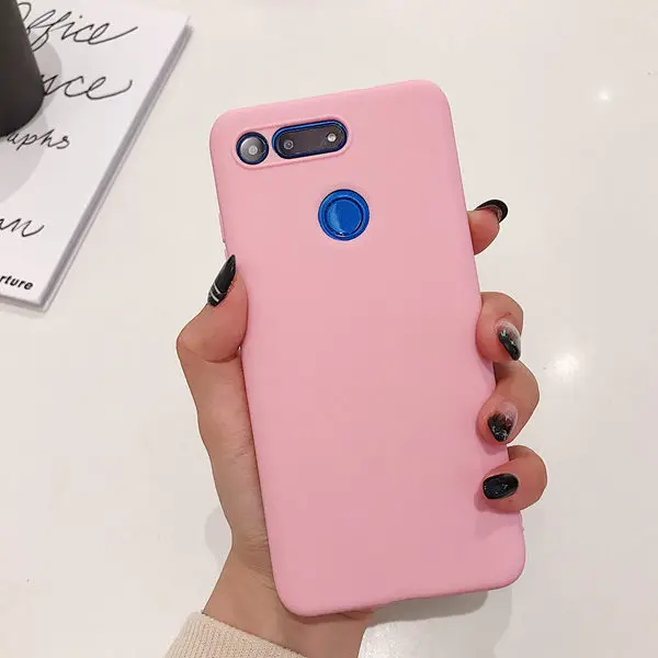 Розовый Чехол для huawei Honor View 20, карамельный цвет, тонкий мягкий силиконовый чехол для телефона, для huawei Honor V20 View 20, матовый чехол на заднюю панель из ТПУ - Цвет: Розовый