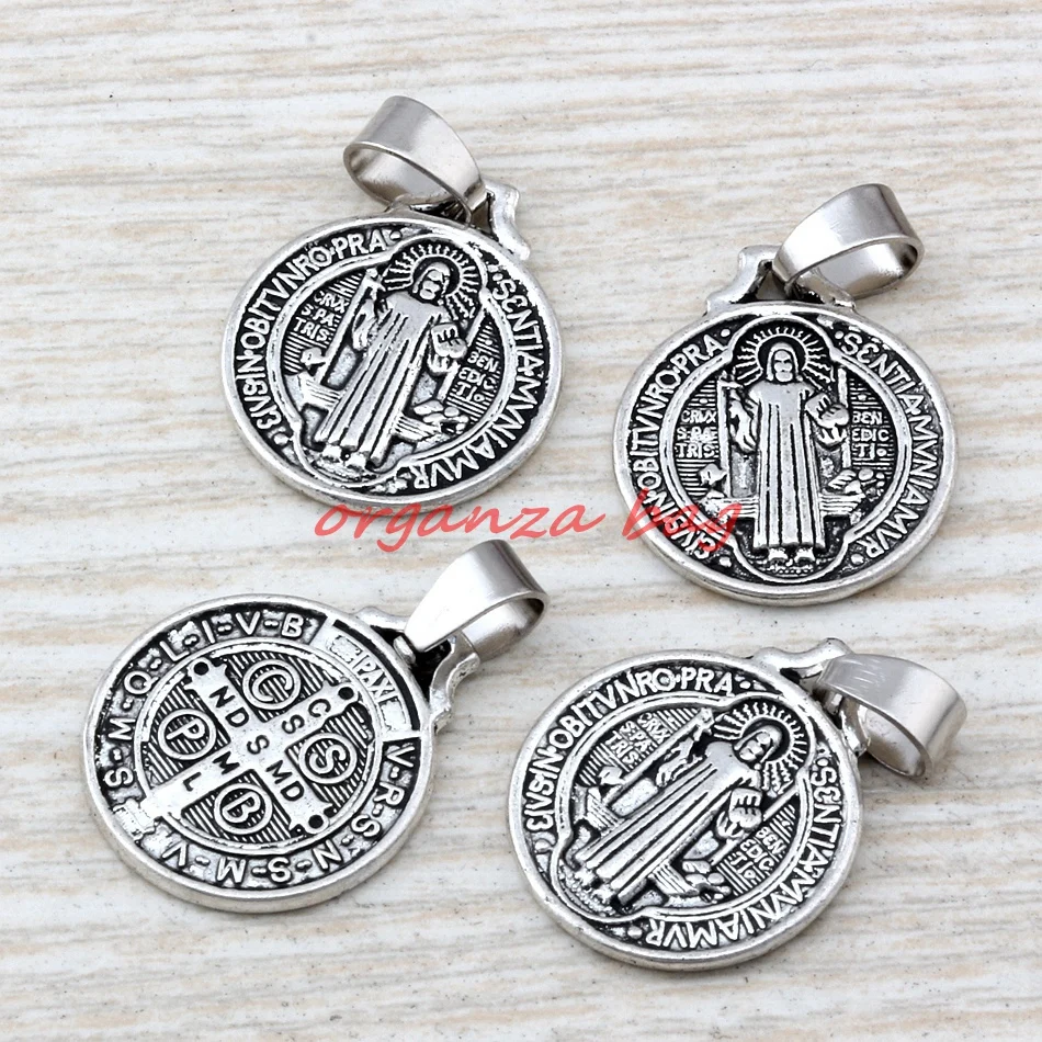 Hot ! 100pcs Saint Benedict Medal Alloy Charms Big Hole Beads Fit European Charm Bracelet Jewelry 18 X27MM | Украшения и