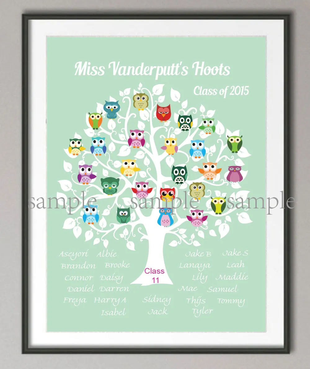 Индивидуальный подарок для учителя семейный плакат с совой печатью Картина на