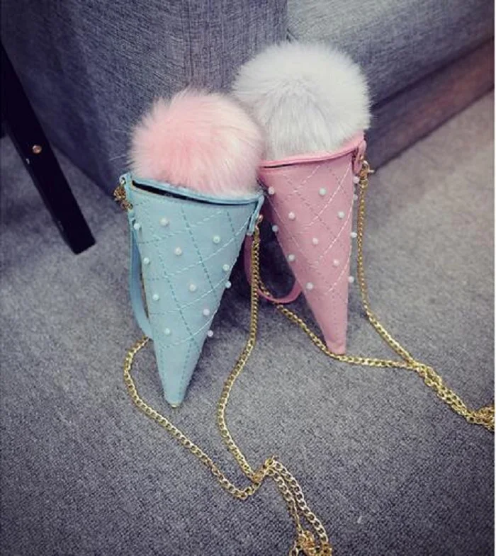 2017 женская сумка на одно плечо молнии цепочке сумка-мессенджер uette Ice Cream конусная