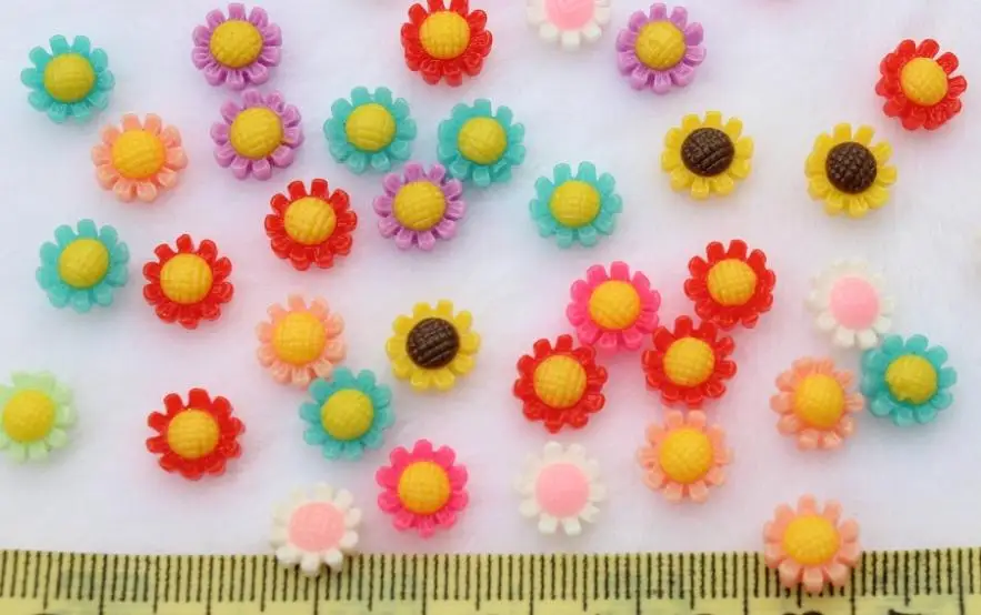 

set of 120pcs Resin Daisy Flower Cabochons 11mm - Cell phone decor, hair accessory supply, embellishment, DIY project supply