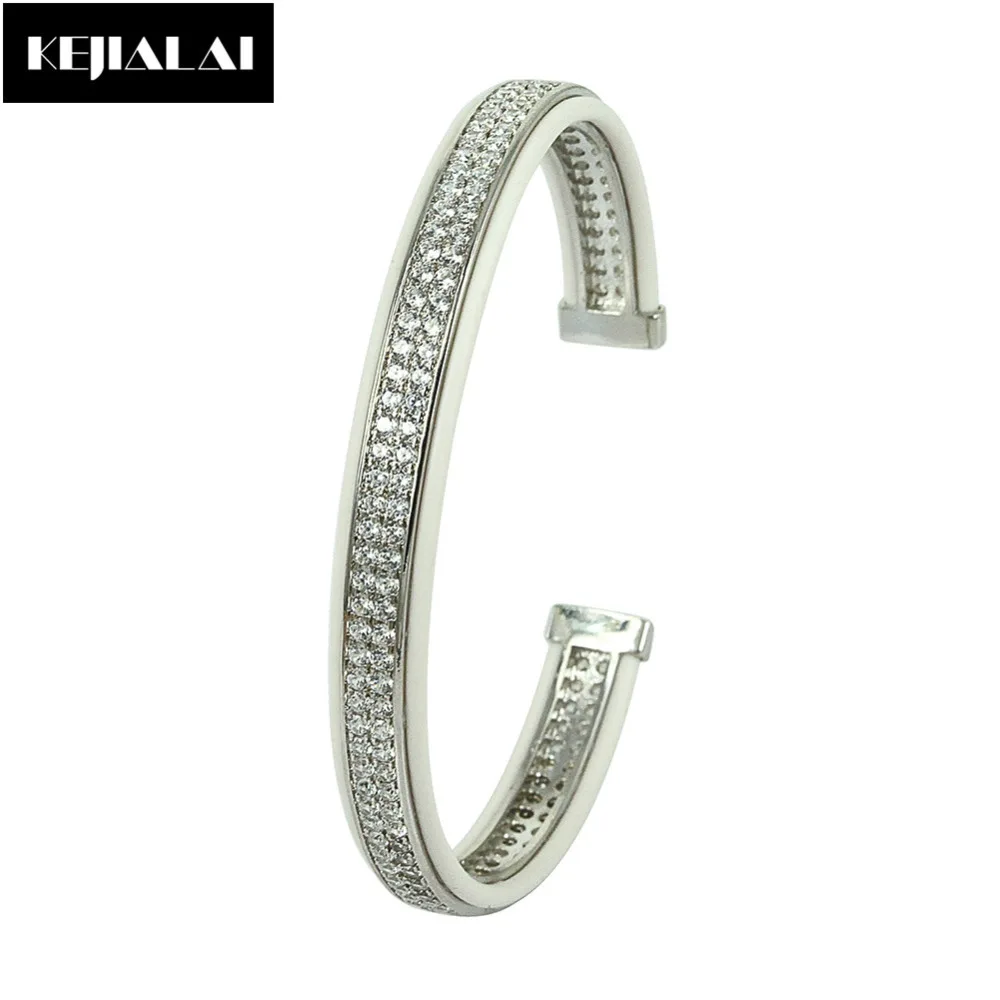 Модный открытый Браслет манжета для мужчин белая кожа с двумя линиями прозрачный