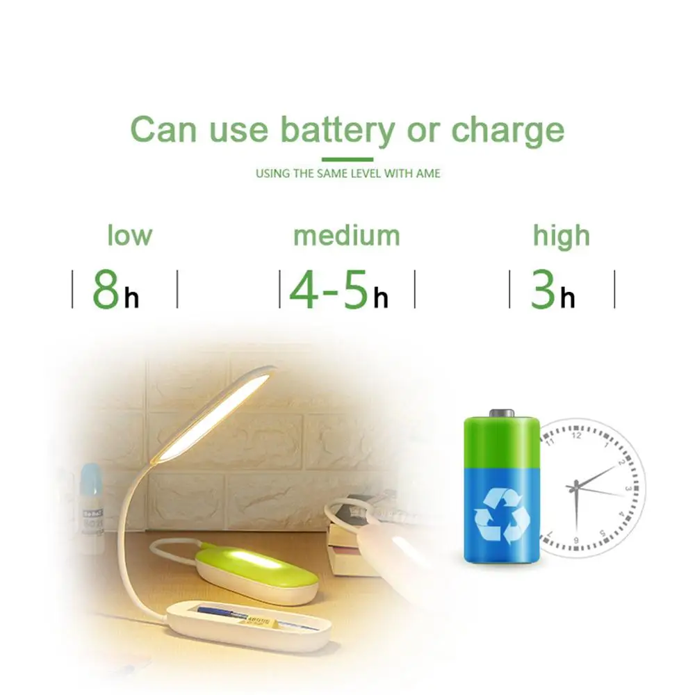 USB перезаряжаемая настольная лампа складная Светодиодная 4 режима освещения