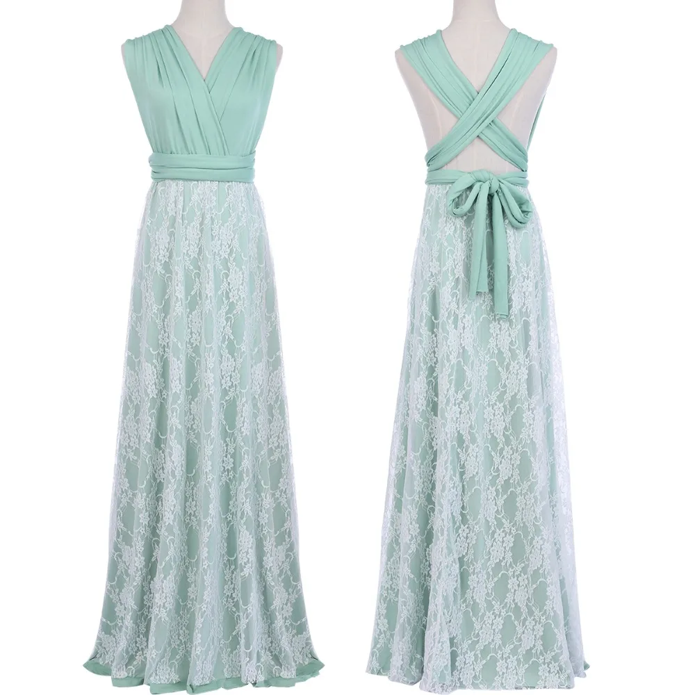 Женское платье подружки невесты длинное с цветочным кружевом плиссированное