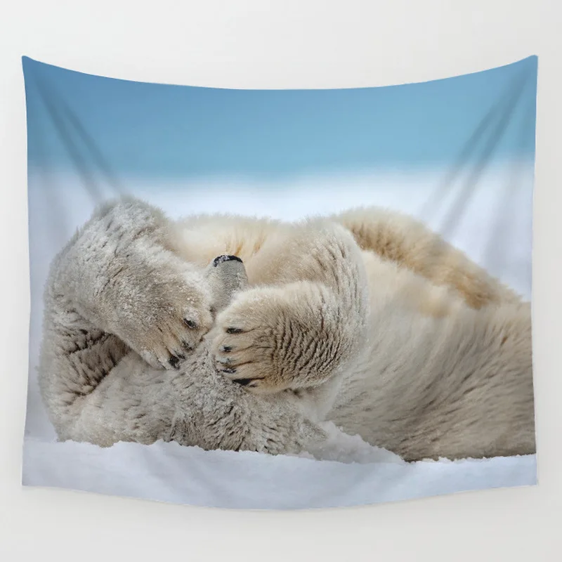 Europe Animal Print Wall Hanging Tapestry Wolf Cat Bear Cloth Bed Room Decoration Yoga Shawl Beach Towel Summer Travel G75 | Дом и сад