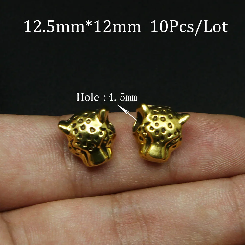 Leopard Gold 10 шт./лот античные золотые серебряные бусины Гладиатор Сова русская кукла череп разделитель бусины для DIY ювелирных изделий Поиск изготовления браслетов - Цвет: Leopard Gold