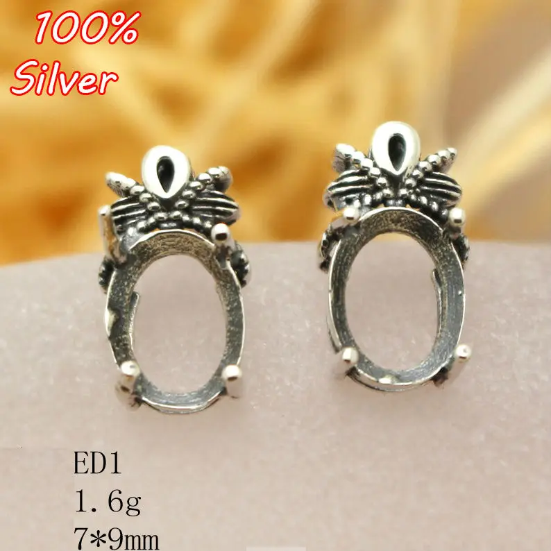 Пустые серьги-Пусеты Из 100% стерлингового серебра 925 пробы с размером 7*9 мм