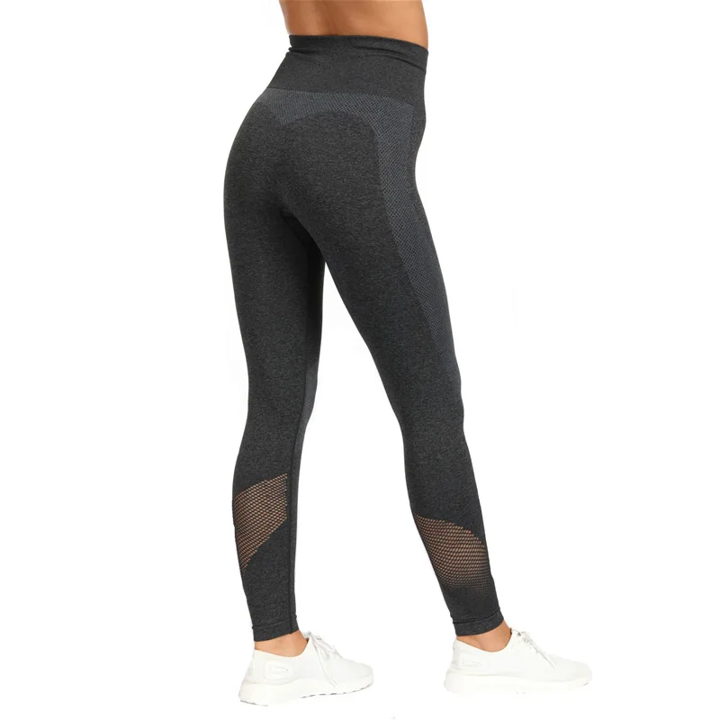 Dark Grey Высокая эластичность Спортивный Flex Бесшовные Леггинсы для женщин энергетическая Йога Брюки сетки фитнес колготки тренажерный зал - Цвет: Dark Grey