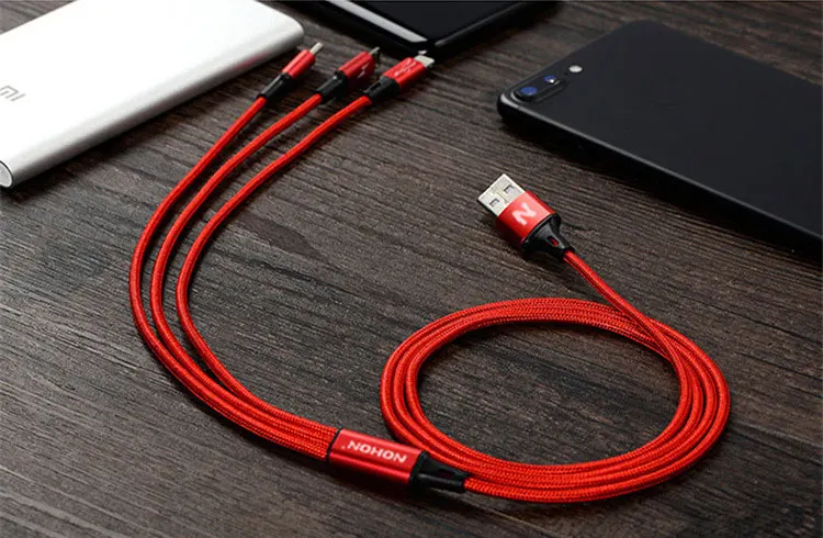 NOHON 3 в 1 USB кабель 2 в 1 Тип C 8Pin Кабель зарядного устройства микро-usb для iPhone 8 7 6 6S Plus iOS 10 9 8 USB-C кабели для телефонов Android