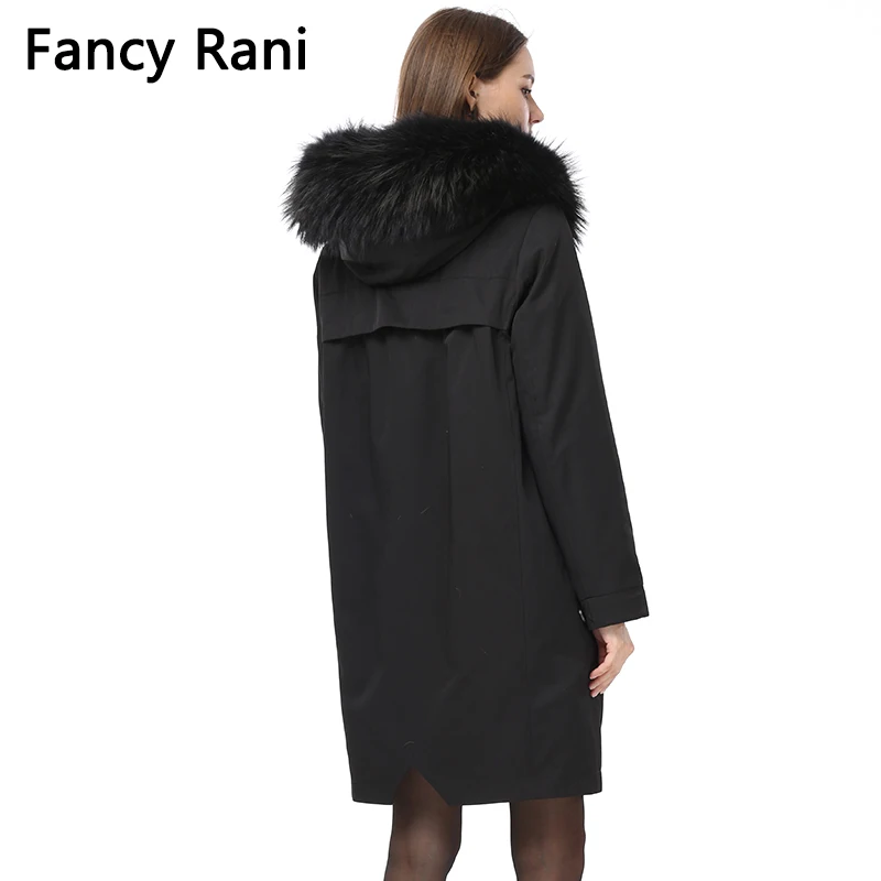 Detachable Natural Mink Fur Liner Parkas Women Multi Rainbow Printed Coats with Real Raccoon Dog Collar 2018 New Winter | Женская одежда