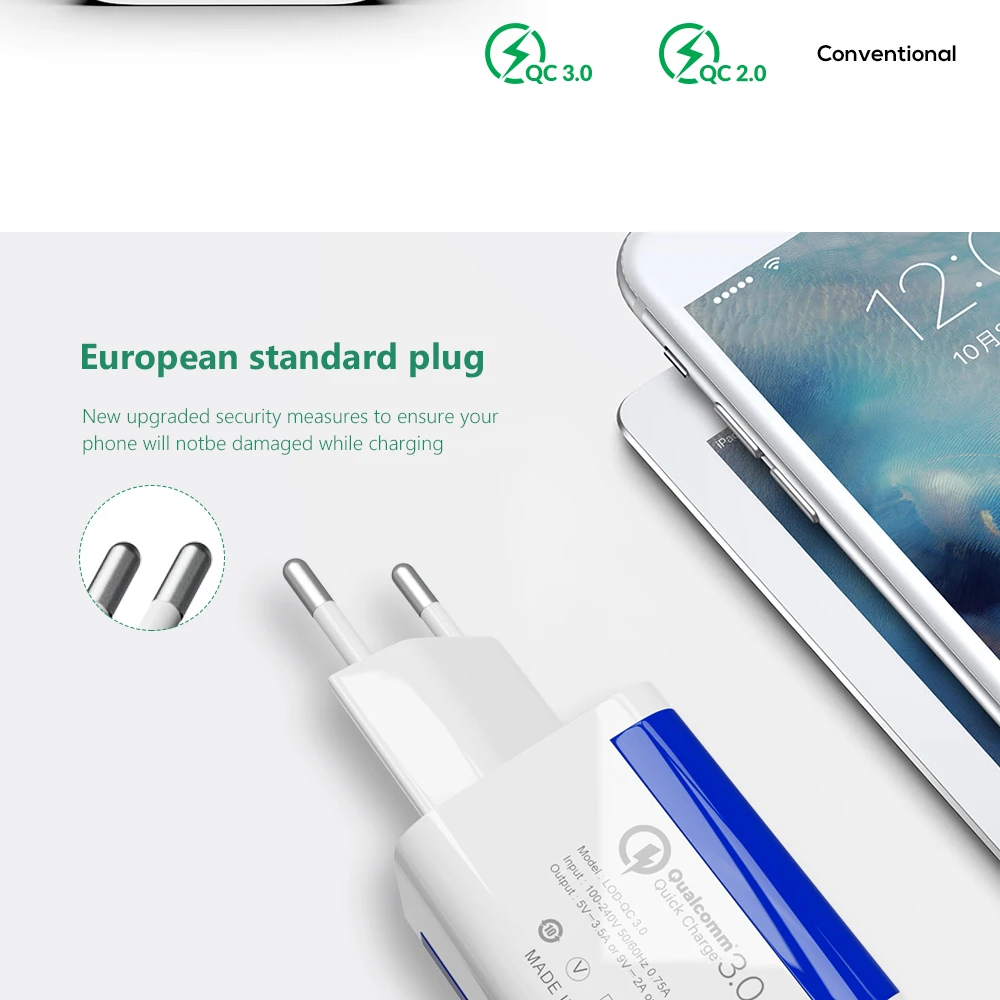 Двойной USB зарядное устройство для мобильного телефона настенное зарядное устройство светодиодный светящийся адаптер быстрой зарядки для iPhone Android планшет QC 3,0 ЕС адаптер питания