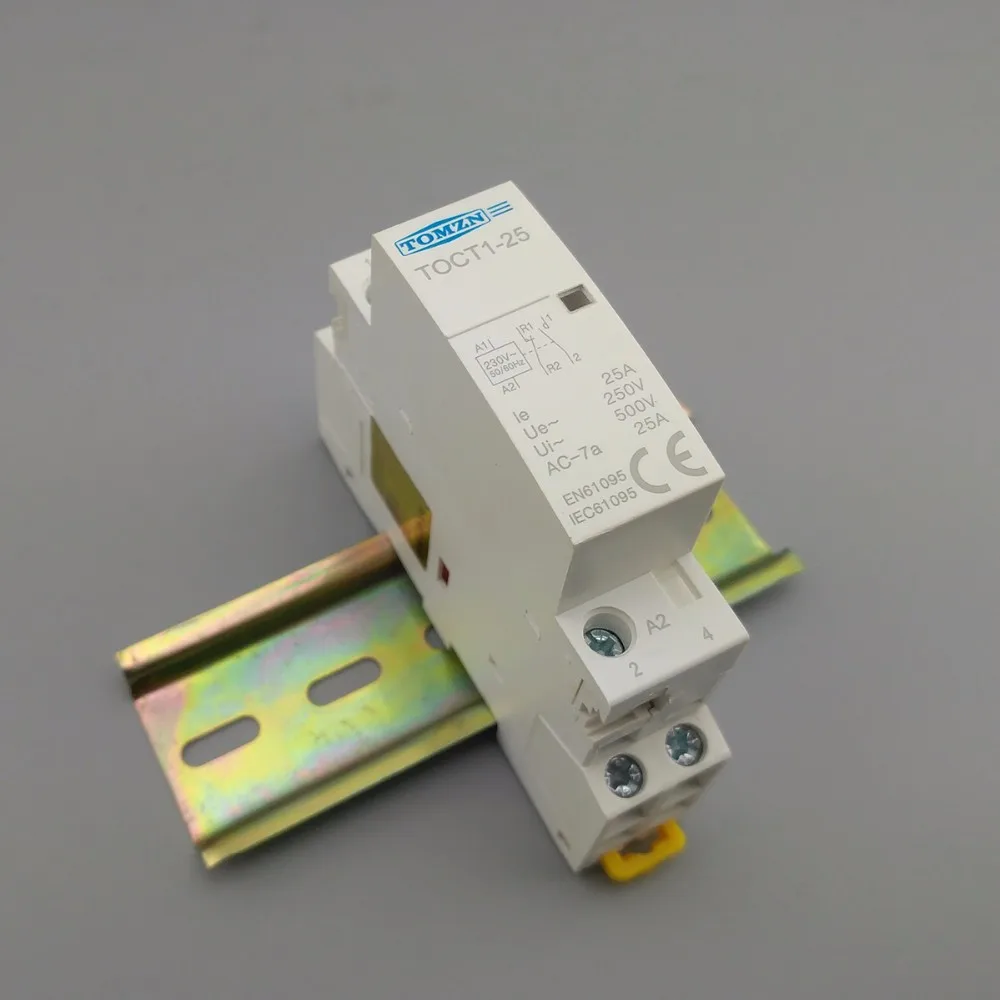 TOCT1 Американская классификация проводов 2р 25A 1NC 1NO 230V 50/60HZ Din rail бытовой ac Контактор В соответствии с стандартом один нормальный открытого типа и один нормальный закрытый