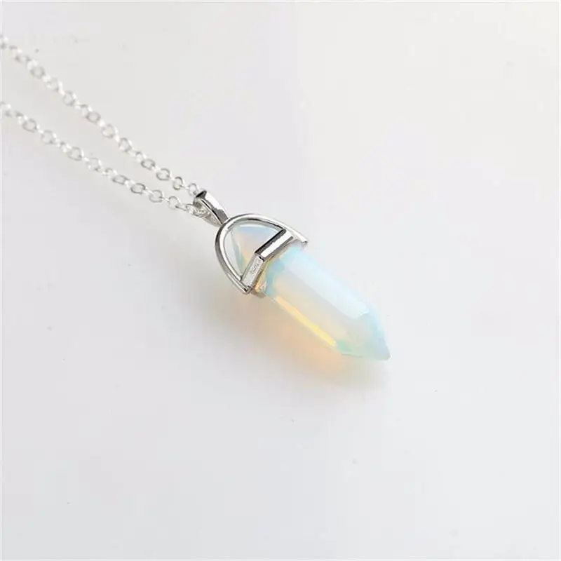 opal Meajoe, Трендовое ожерелье с кулоном из натурального кристалла, ожерелье с кулоном в виде пули, винтажное очаровательное цветное ожерелье с кулоном, ювелирное изделие для женщин, подарок - Окраска металла: opal