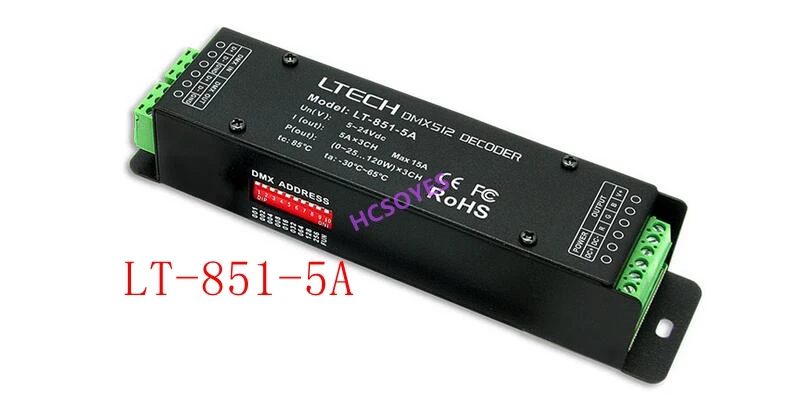 LTECH 3-way постоянного напряжения DMX декодер LT-853-6A/LT-851-6A/LT-851-5A/LT-823-6A контроллер DMX-PWM 6A *