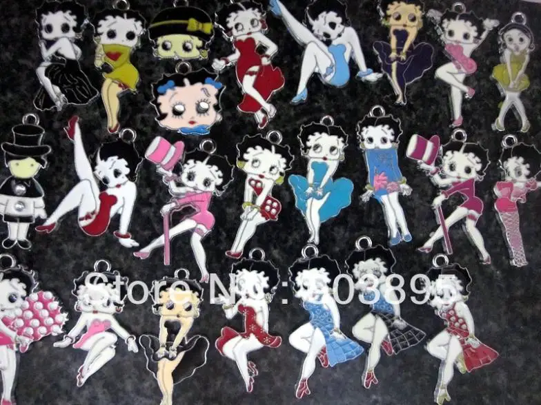 S12356! 100 шт./лот эмалированные Смешанные Подвески betty для брелоков|100pcs charm|mixed charms