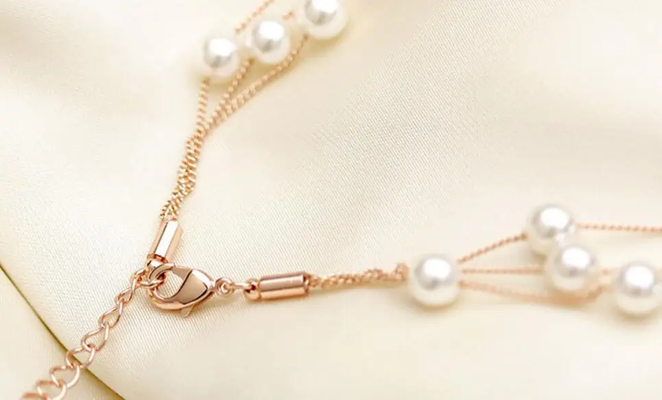 Ожерелье женское с маленькими бусинами милый 3 слойный ожерелье из