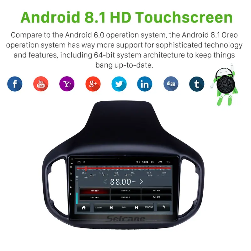Автомагнитола Seicane Navi Car Stereo 10.1" HD Android 8.1 GPS Autoradio для Chery Tiggo 7 2016 2017 2018 с поддержкой Bluetooth, USB и Carplay.