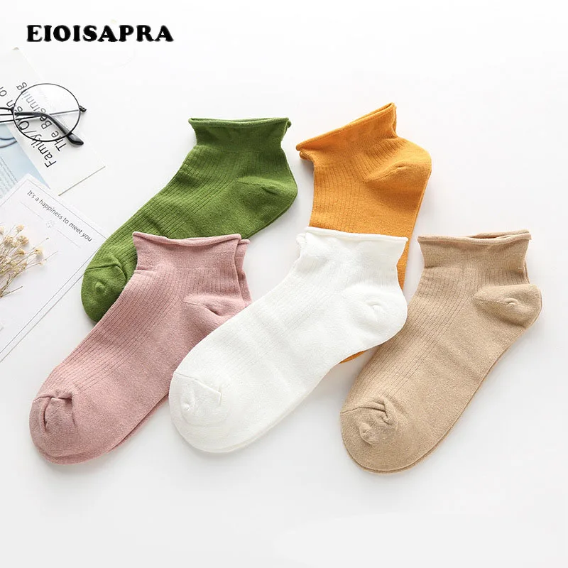 

[EIOISAPRA]Solid Edge College Style Socks Women Female High Quality Elasticity Short Casual Lady Sock Candy Color Breathable Sox