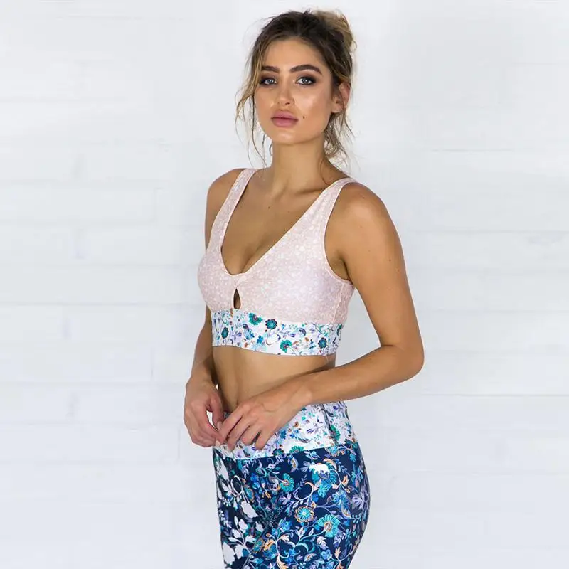 Сексуальная рубашка для йоги с принтом спортивный бюстгальтер пуш-ап