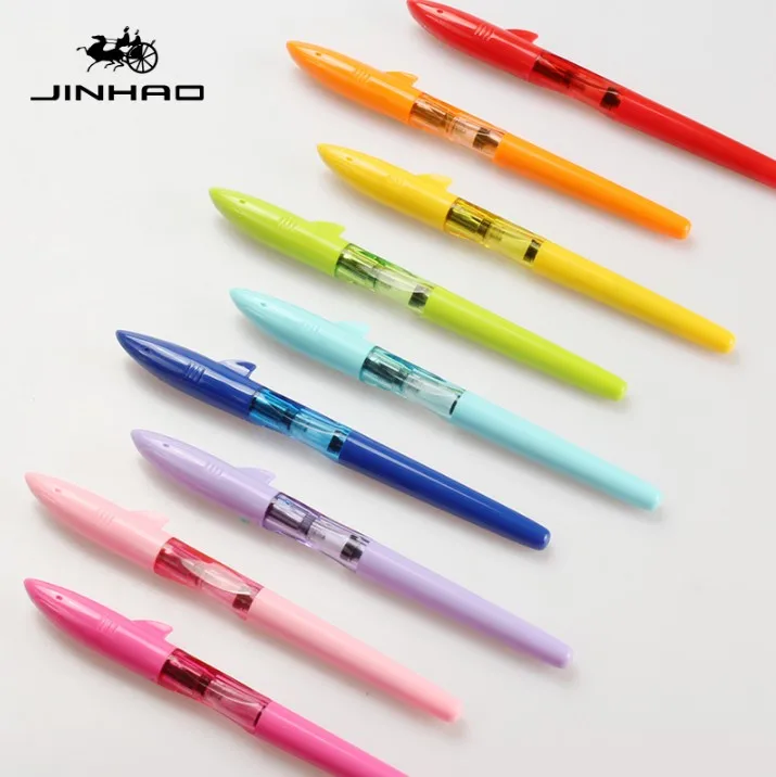 

JINHAO SHAKR Series Candy Color Fountain Pen Children Student Cute Shark Cover 0.5mm 0.38mm Ink Pens 12 Colors for Choose