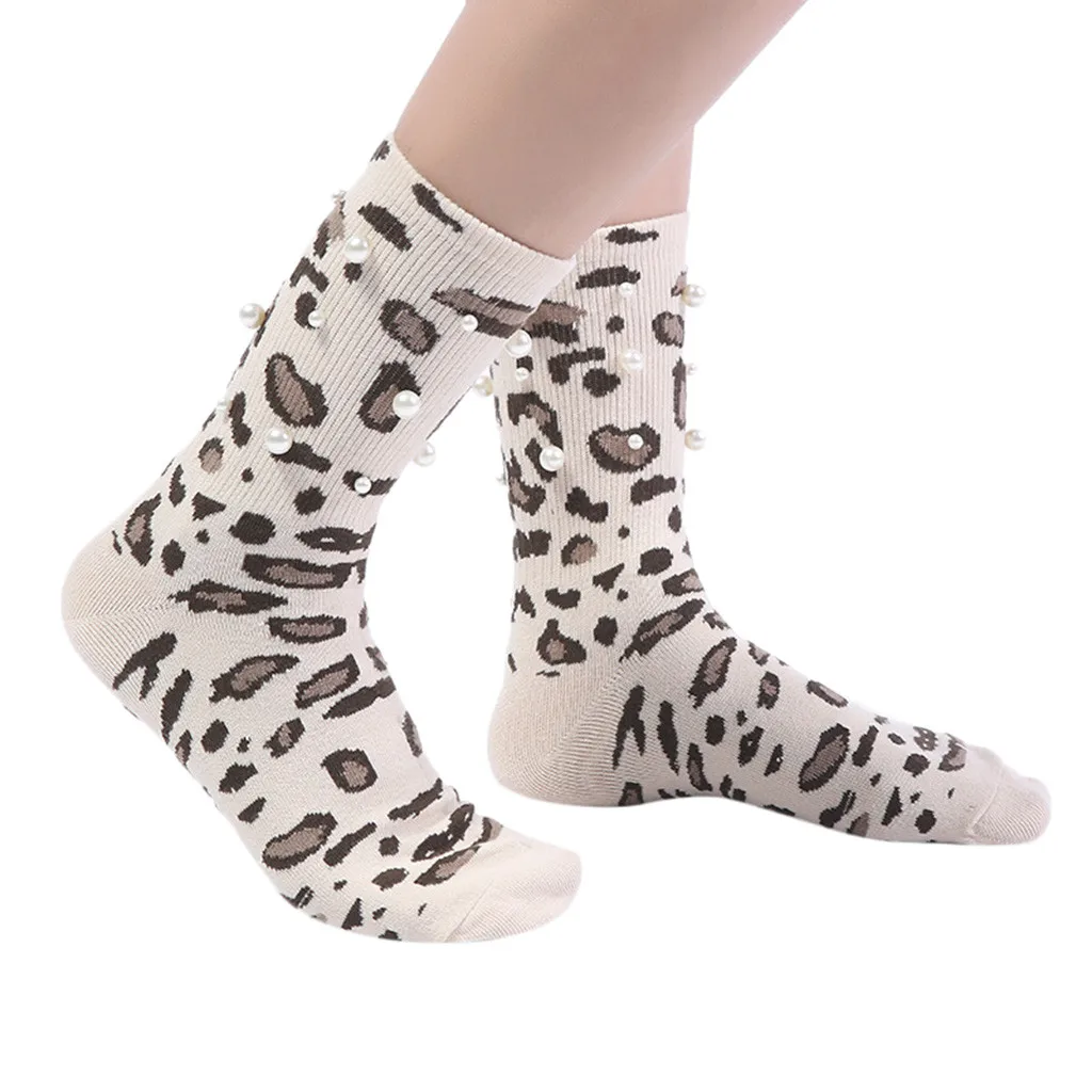JAYCOSIN Hot High Quality 1 Pair Fashion Design Women Ladies Warm Leopard Socks Mid Tube Ins-Style Vintage Pearl New | Женская одежда