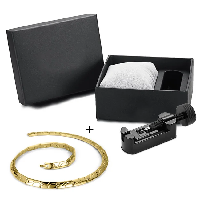 necklace set WelMag трендовые магнитные ожерелья для терапии энергии, целебные с золотистым или титановым покрытием ожерелье с кольцевой цепью для женщин и мужчин - Окраска металла: necklace set