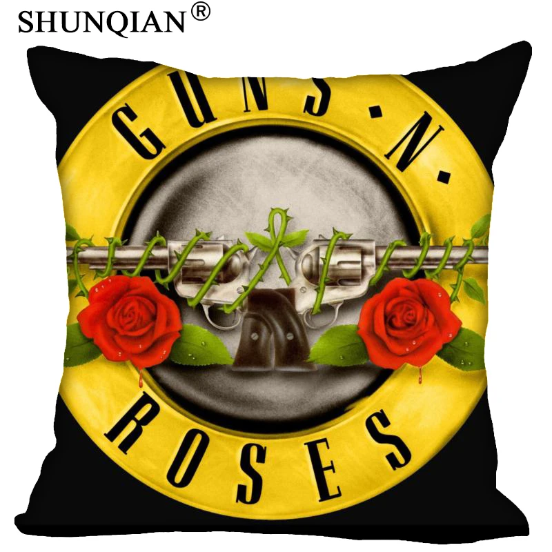 Пользовательские наволочки пистолеты N Roses квадратная Подушка на молнии крышка