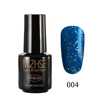 BLUEZ004 MIZHSE Звездный Блестящий лак для ногтей 7 мл Радужный замачиваемый дизайн ногтей Выкл гель лак белый маникюр Блеск Гель - Цвет: BLUEZ004