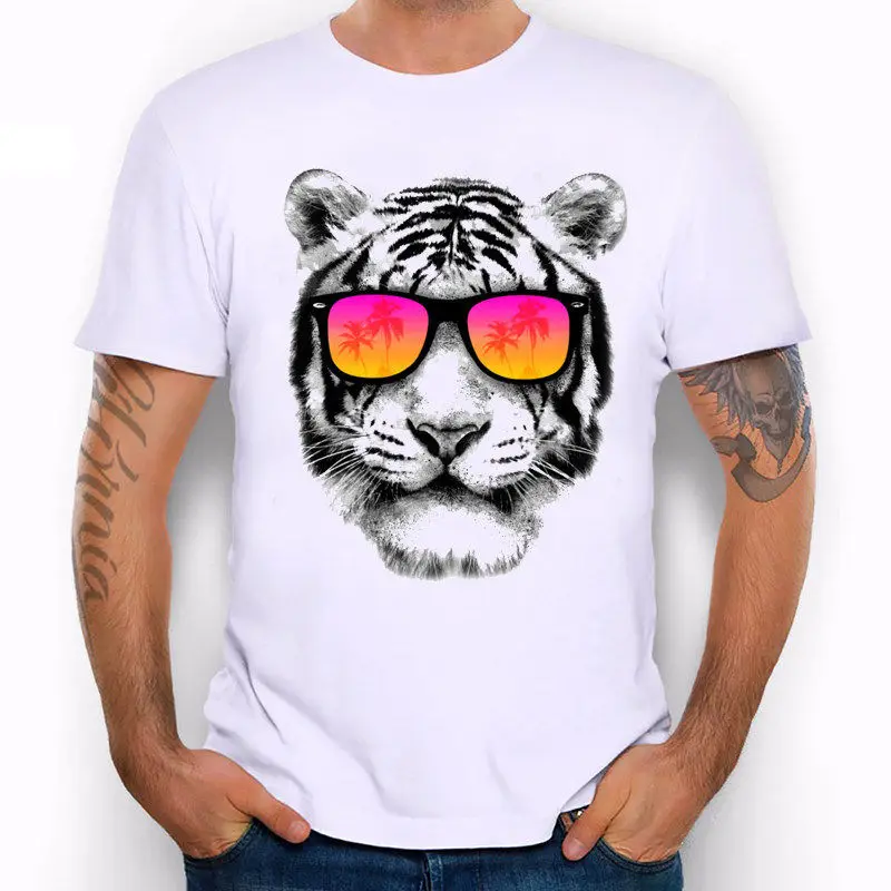 

2019 Male Best Selling I'm The Coolest Tiger Around Colorful Sunglasses Funny Joke Men T Shirt Tee Summer Tee Shirt