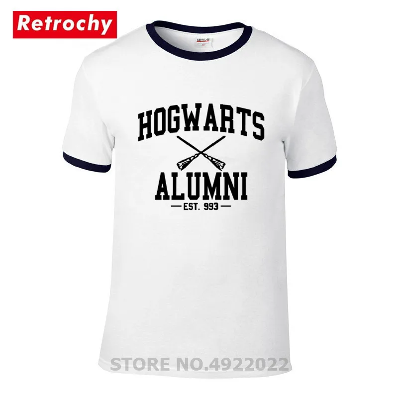 Футболка для мужчин и женщин Hogwarts Alumni забавная ретро футболка с коротким рукавом