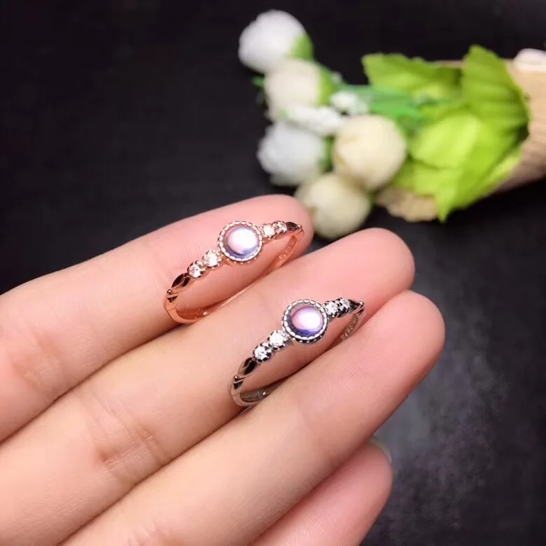 Uloveido натуральный лунный камень синего цвета кольцо простое и изысканное хорошее
