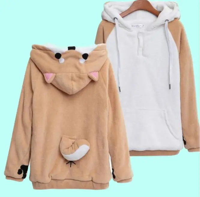 Doge Kawaii lovely Velvet Long-sleeved Hooded Sweatshirt