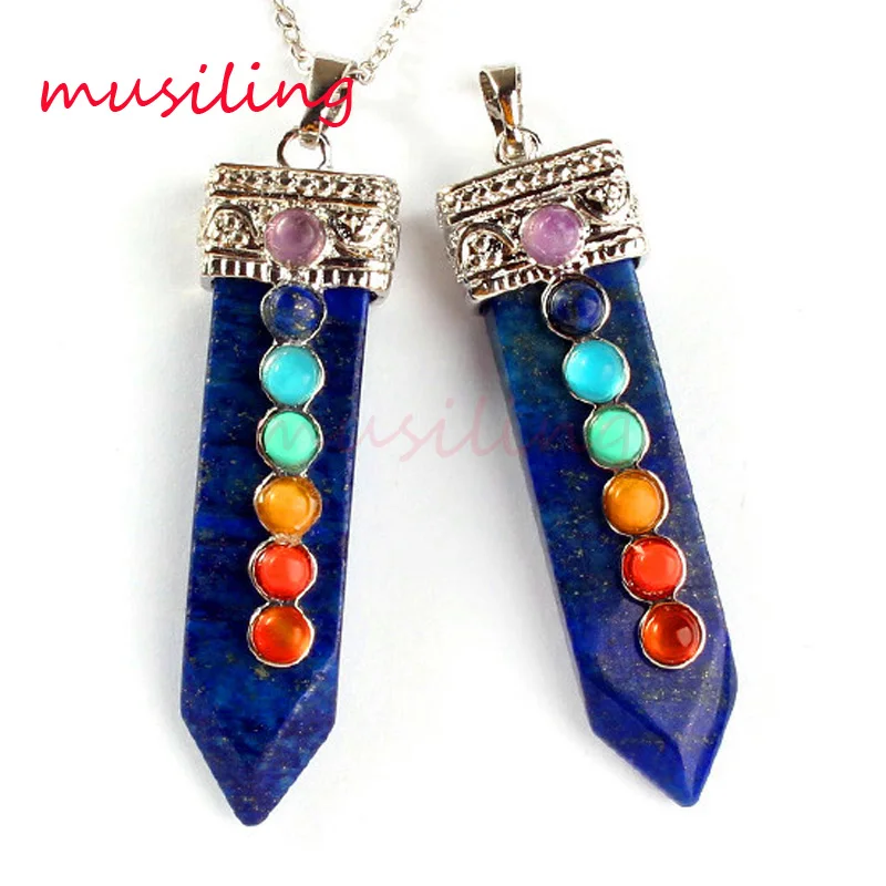 Меч 7 Чакра бусы кулон ожерелье цепочка лазурит и т. Д. Натуральный камень