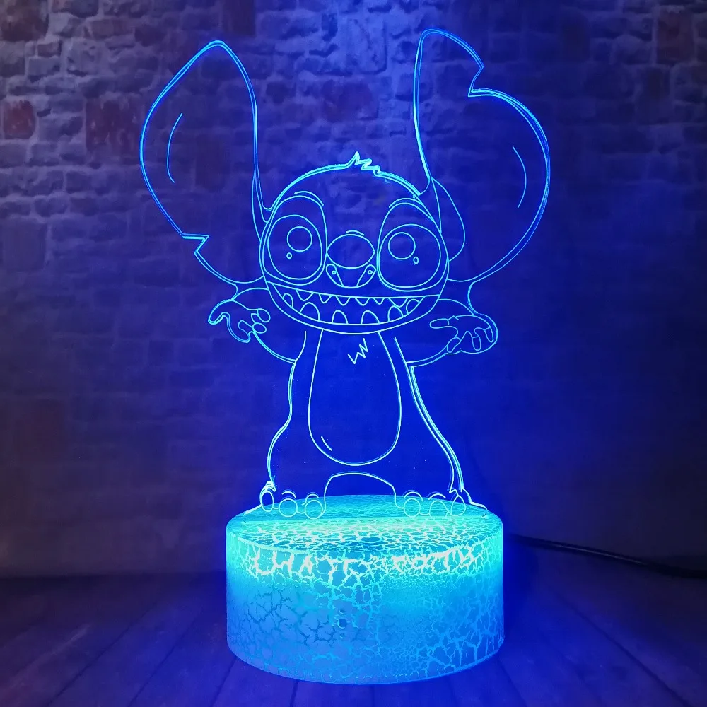 Стежка мультфильм 3D лампа спальня ночник акриловая панель USB кабель 7 цветов Изменение трещин база для детей мальчиков рождественские подарки