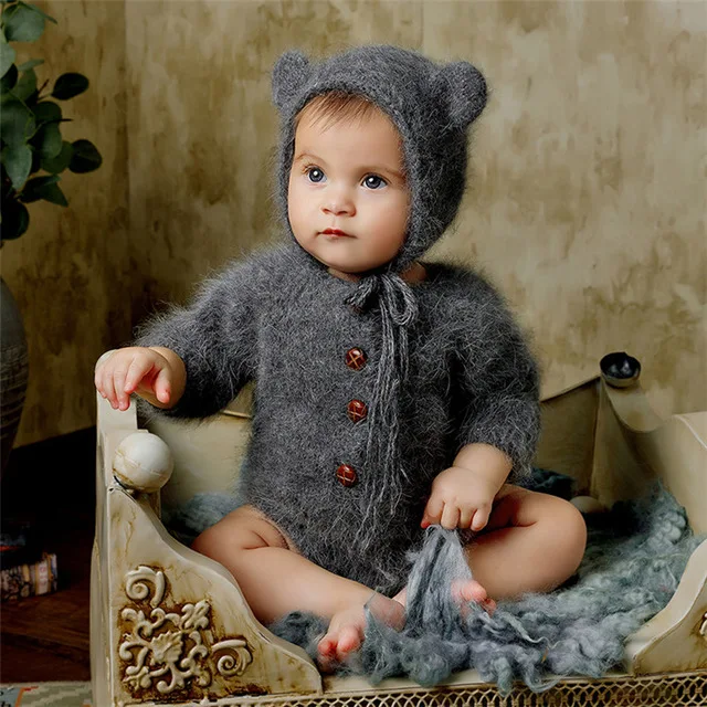 knitted baby clothes Детская фотография реквизит для вязаная шапочка для новорожденных+ Вязаные мягкие наряды одежда комбинезоны Fotografia аксессуары Студия фото реквизит - Цвет: knitted baby clothes