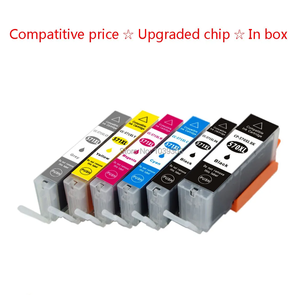 

6Pk Compatible Ink Cartridge PGI-570 PGI570 CLI 571 Inks For Canon PIXMA MG7750 MG7751 MG7752 MG7753 Printer Ink with Chips