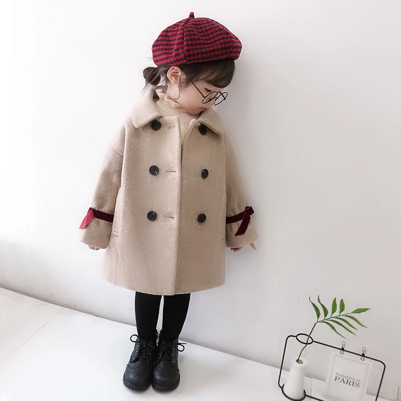 Детские зимние шерстяные куртки для девочек коллекция 2019 года пальто с отложным